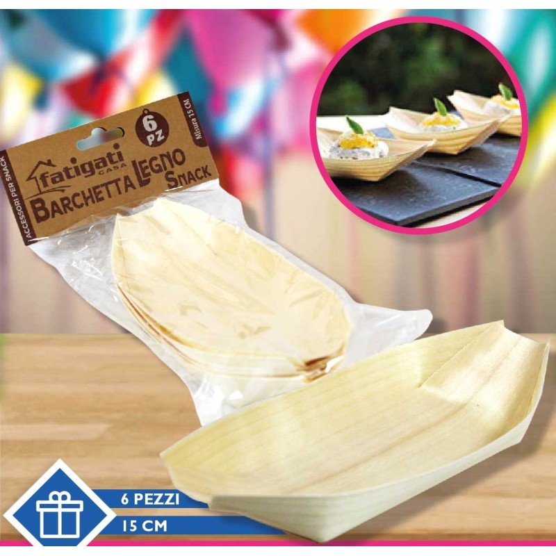 BARCHETTE LEGNO SNACK 15cm 6PZ