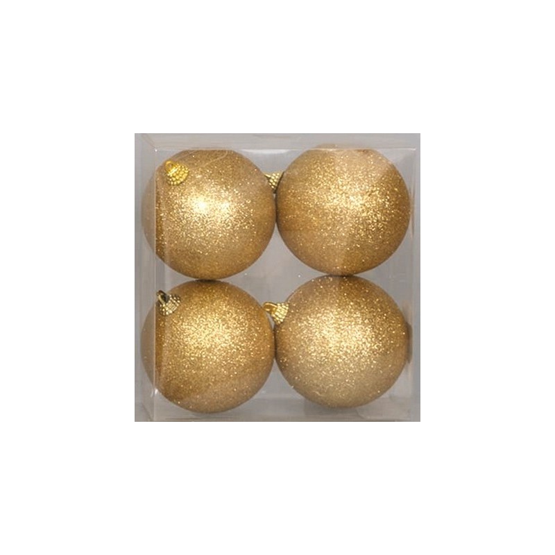 4 SFERE 8cm GLITTER ORO