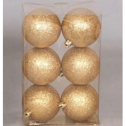 6 SFERE 7cm GLITTER ORO