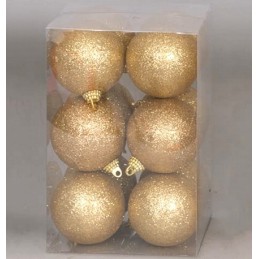 12 SFERE 6cm GLITTER ORO