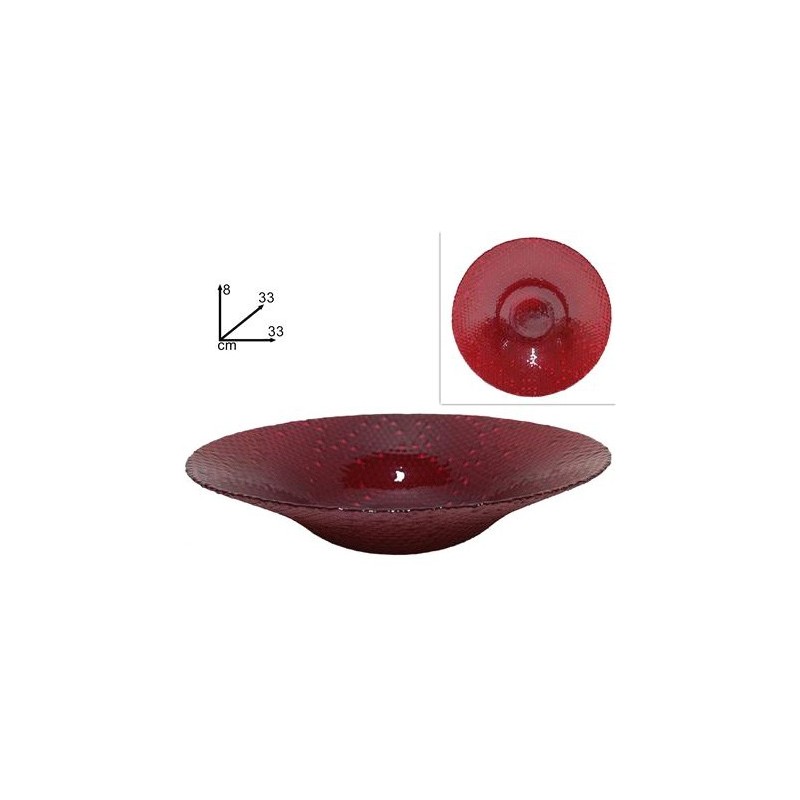 C/TAVOLA VETRO ROSSO 33cm