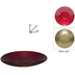 C/TAVOLA VETRO ROSSO/ORO 40cm