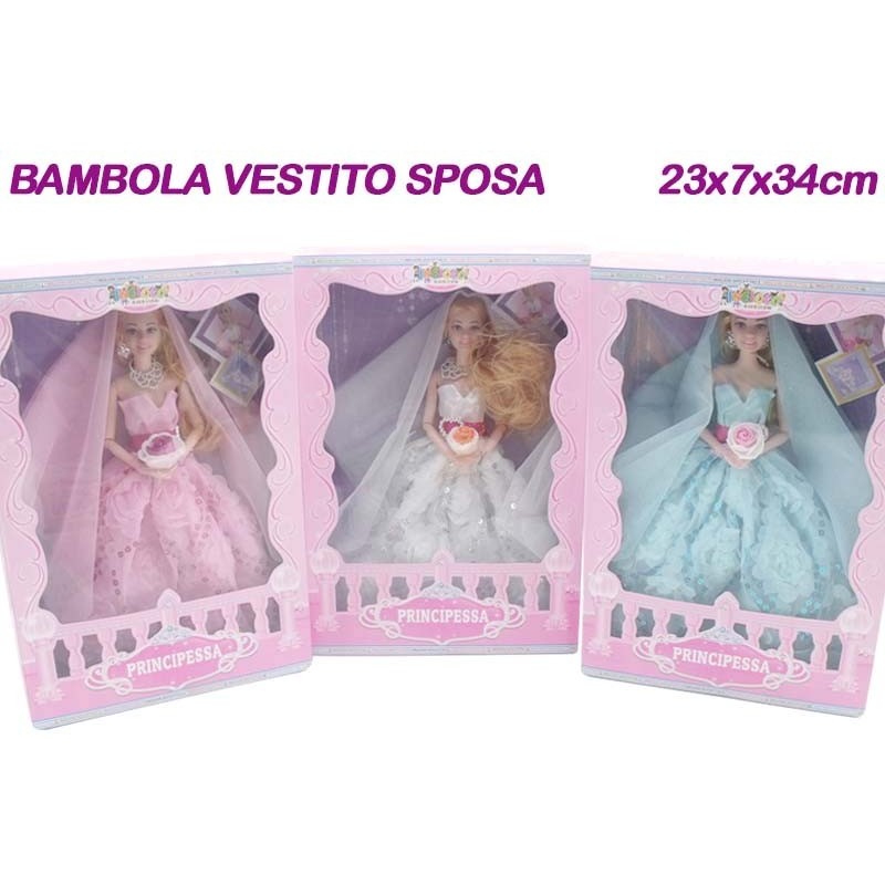 BAMBOLA VESTITO SPOSA 3COL.