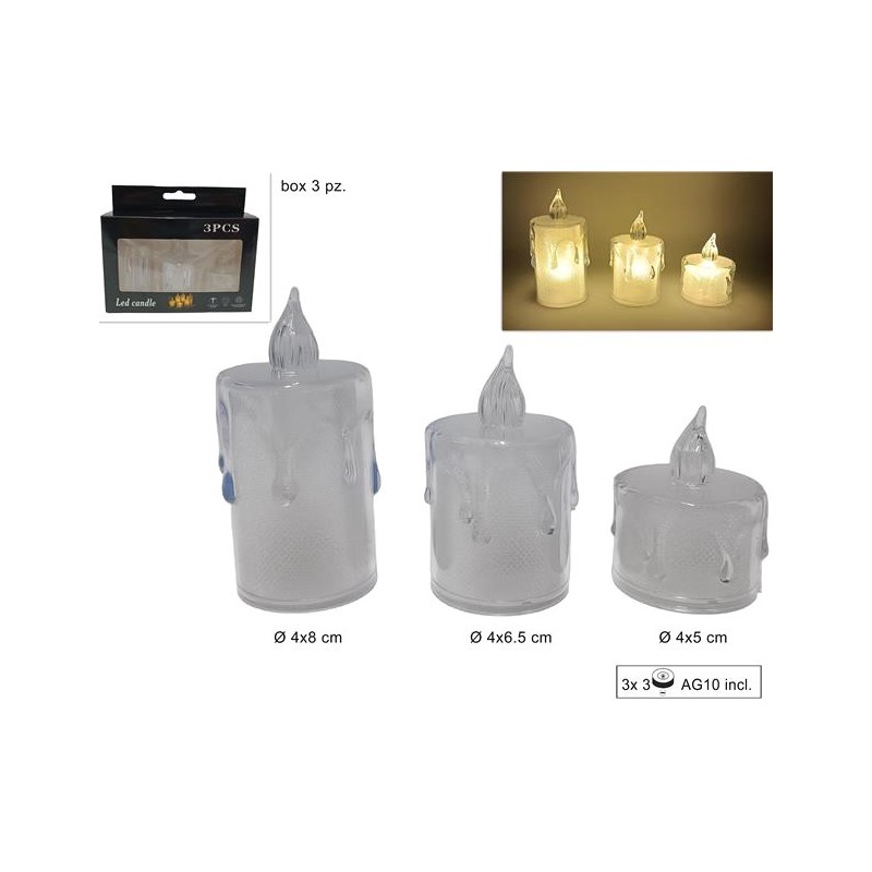 CANDELE LED 3PZ BIANCO CALDO