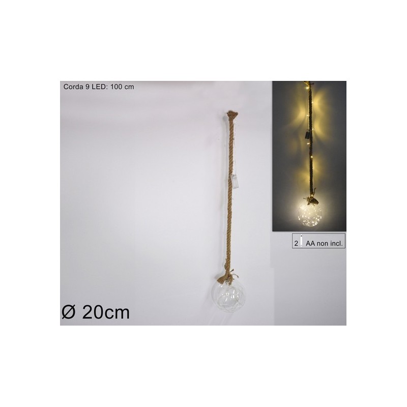 PALLA VETRO 20cm 9LED TRASP.