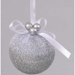 SFERA 6cm GLITTER ARGENTO