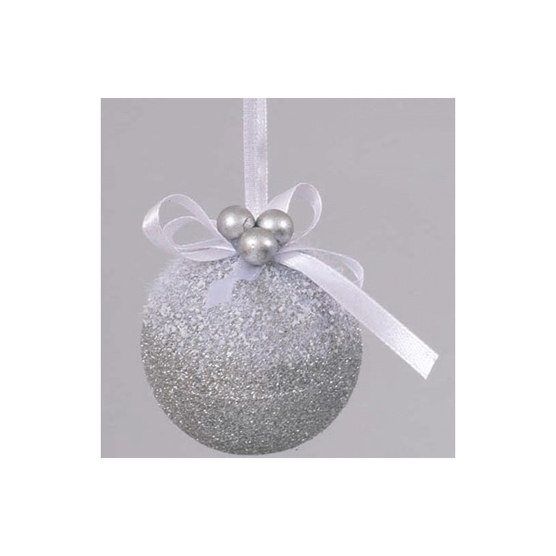 SFERA 6cm GLITTER ARGENTO