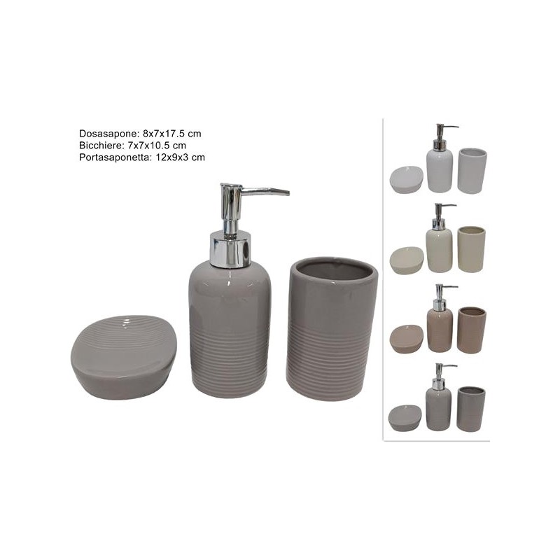 SET BAGNO 3PZ CERAMICA C/RIGHE