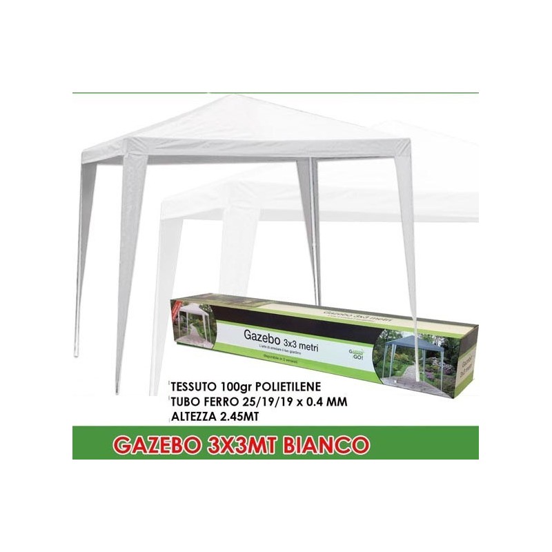 GAZEBO 3x3 BIANCO POLIETILENE