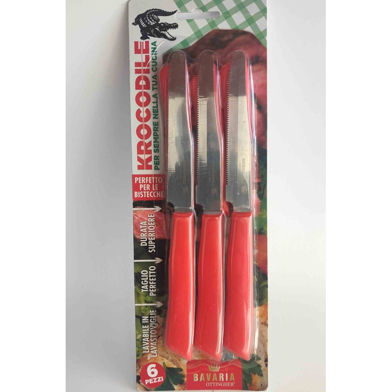 COLTELLI TAVOLA 6PZ ROSSO KROC