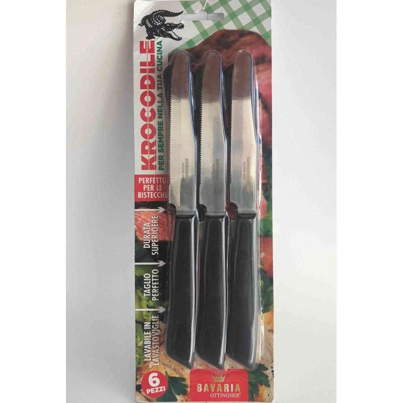 COLTELLI TAVOLA 6PZ NERO KROC