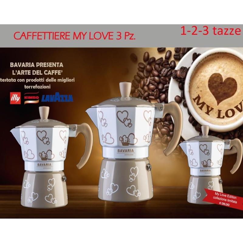 SET 3 CAFFETTIERE MY LOVE