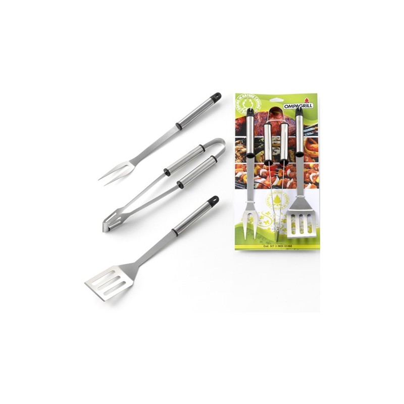 SET 3 PZ. ACCIAIO INOX OMPAGRILL