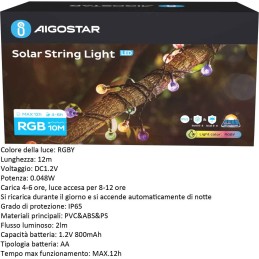 CATENA LED SOLARE RGBY 12m