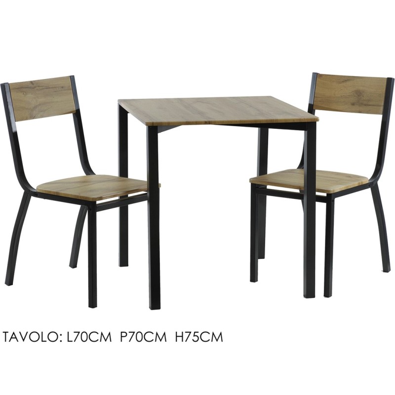 SET TAVOLO 70x70x75 C/2 SEDIE