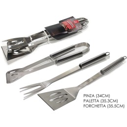 SET 3 PZ BBQ MANICO ACCIAIO