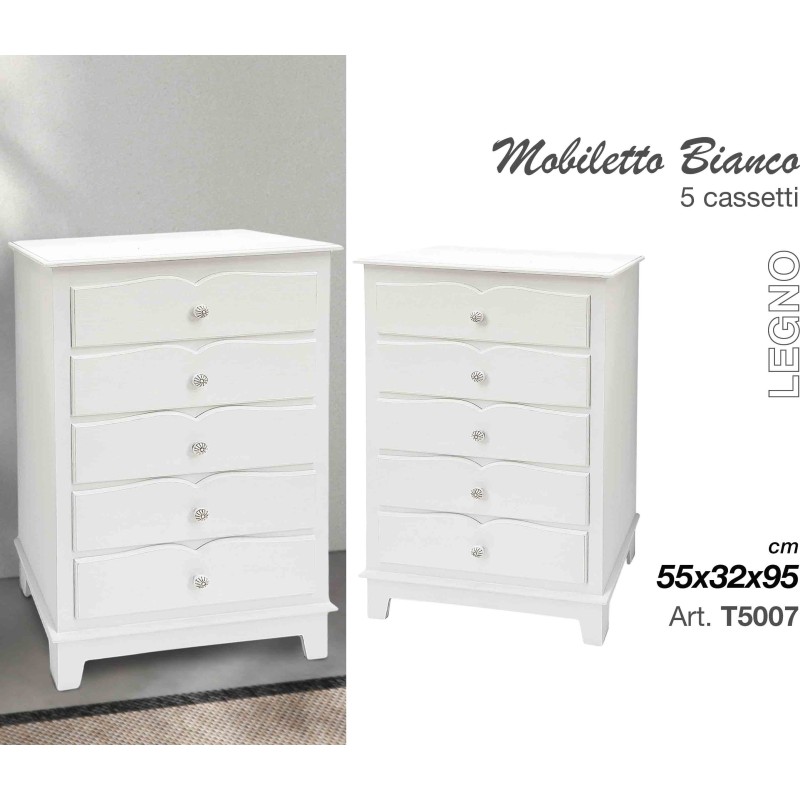 MOBILETTO 5 CASSETTI BIANCO