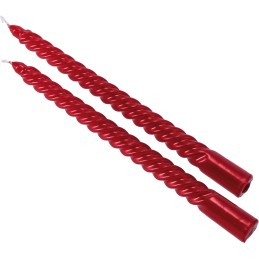 S/2 CANDELE SPIRALE ROSSE 25cm