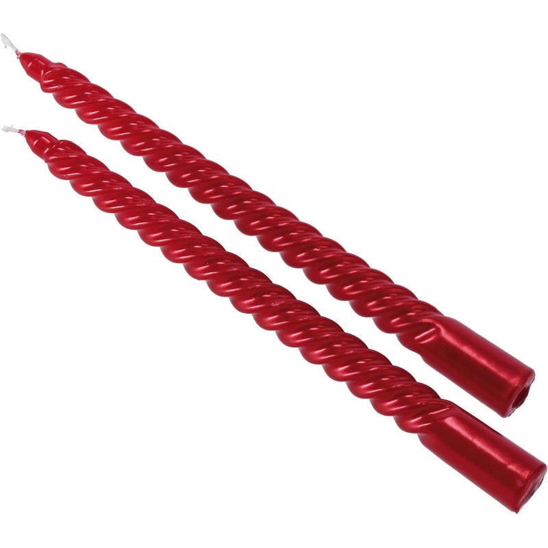 S/2 CANDELE SPIRALE ROSSE 25cm