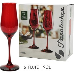 SET 6 FLUTE WAVY ROSSO 19CL