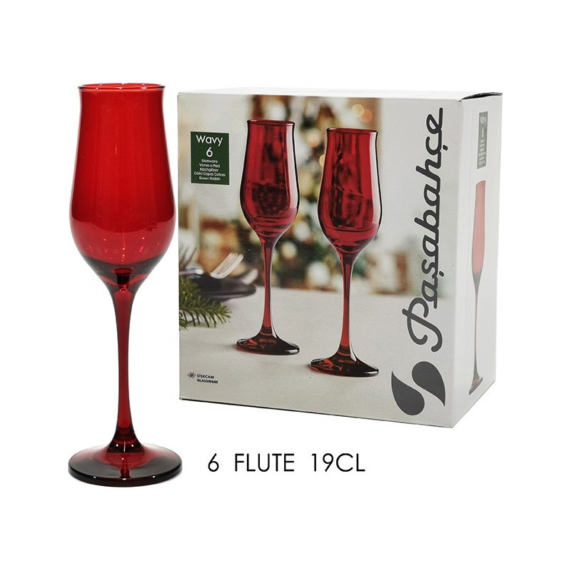 SET 6 FLUTE WAVY ROSSO 19CL