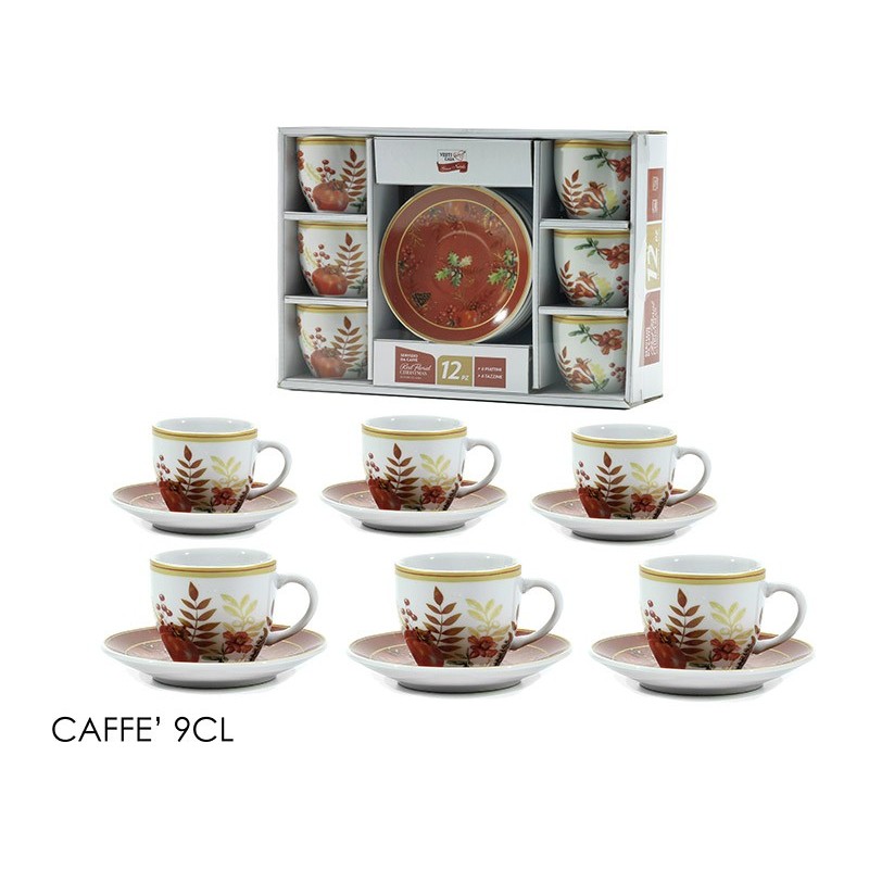 BOX CAFFE 6+6 9CL RED FLORAL