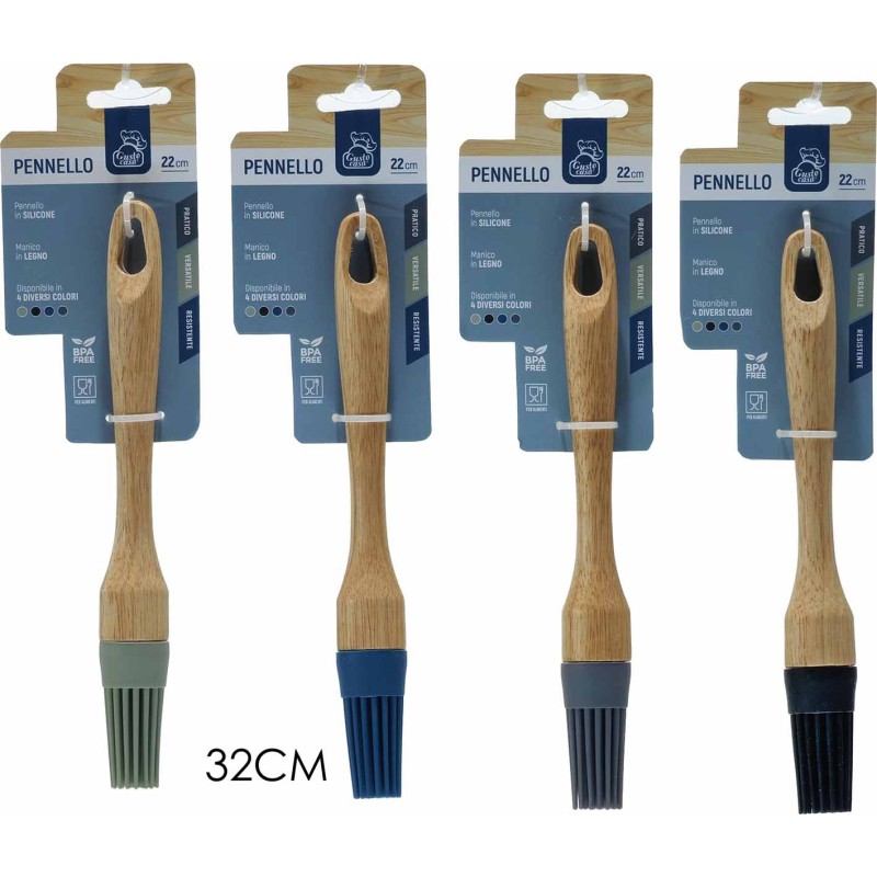 PENNELLO SILICONE C/MAN. LEGNO 22cm