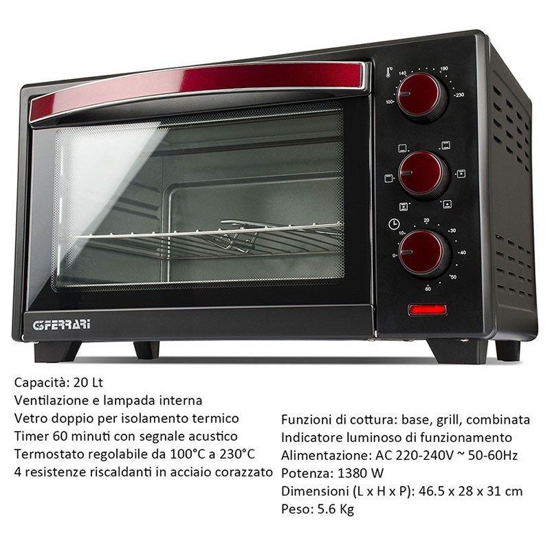 FORNO 20LT NERO VENTILATO MORO G3FERRARI