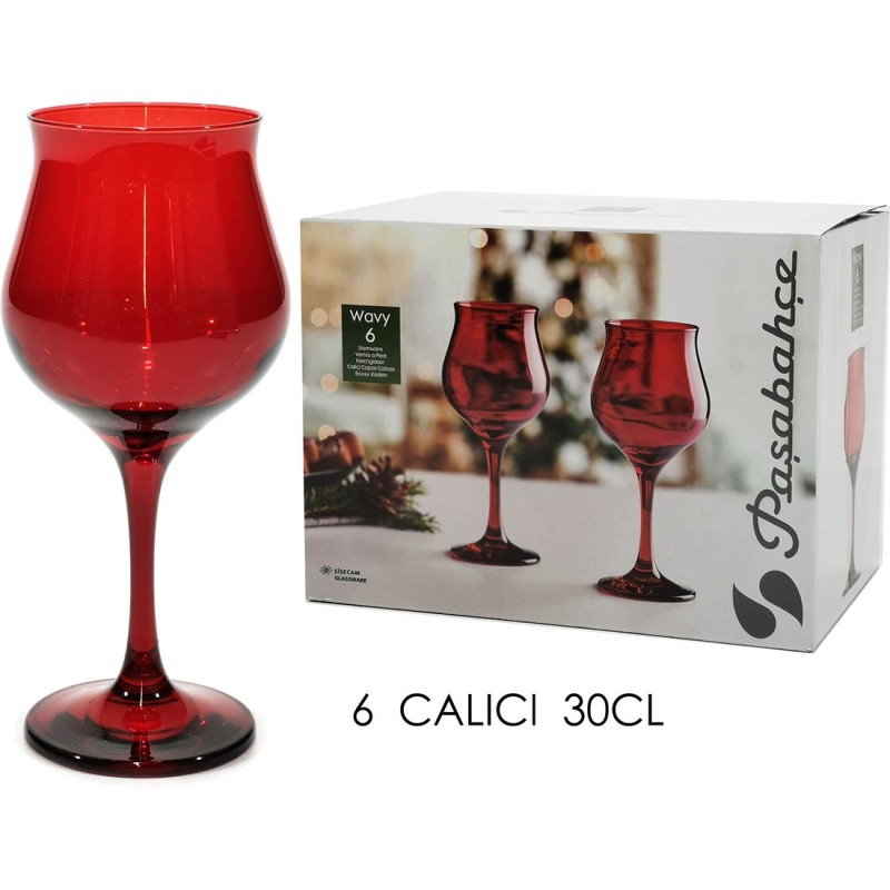 SET 6 CALICI WAVY ROSSO 30CL