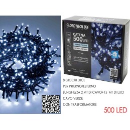 500 LUCI LED BIANCO GHIACCIO