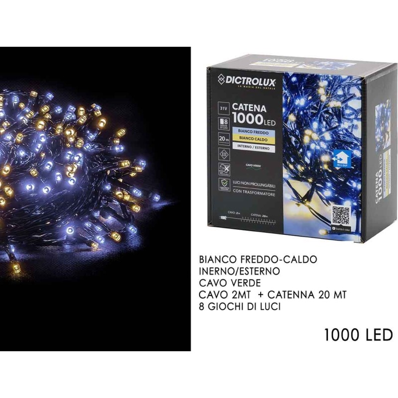 1000 LUCI LED CALDO/FREDDO EST