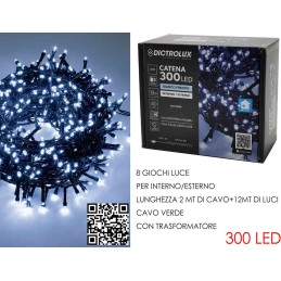 300 LUCI LED BIANCO GHIACCIO