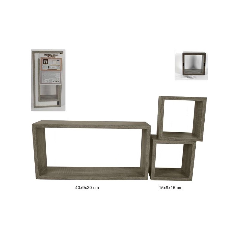 MENSOLA A CUBO LEGNO 3PZ GRIGIO MENSOLA A CUBO LEGNO 3PZ GRIGIO