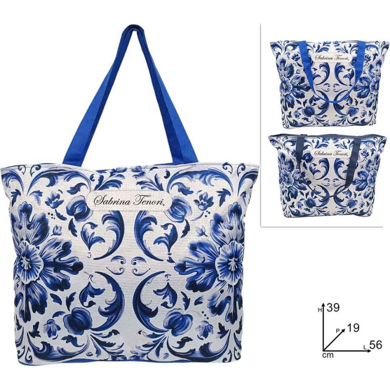 BORSA MARE FANT.FIORE BLU 2COL