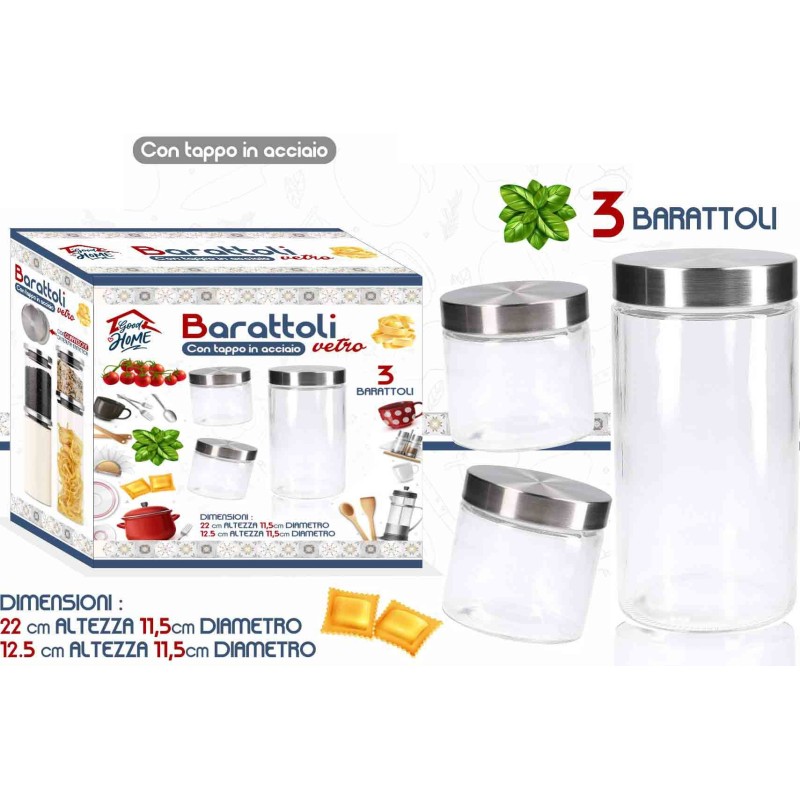 TRIS BARATTOLI COP. ACCIAIO GR