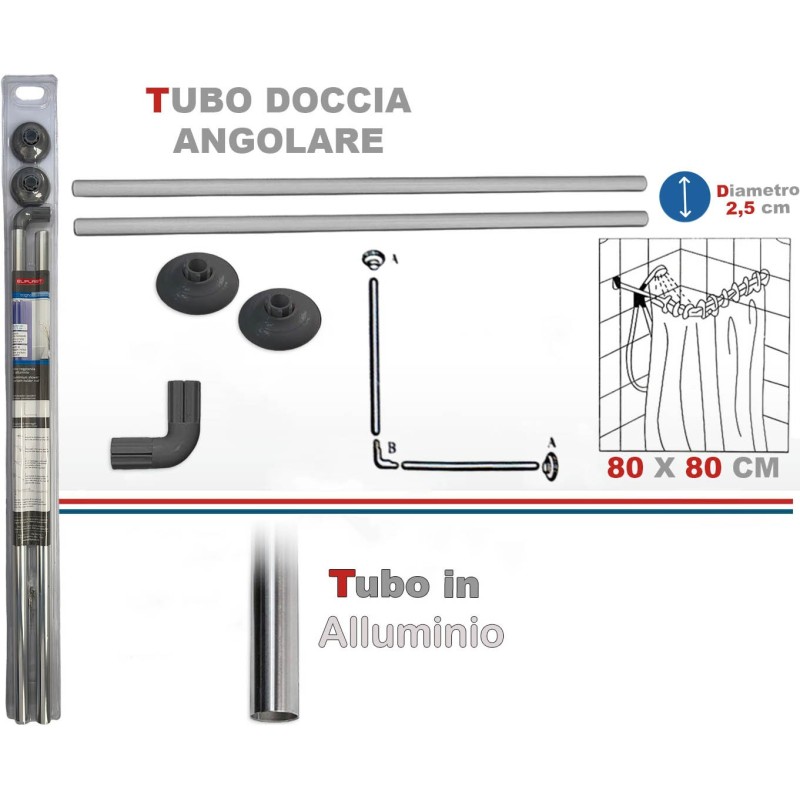 BASTONE TENDA DOCCIA ANG.80x80