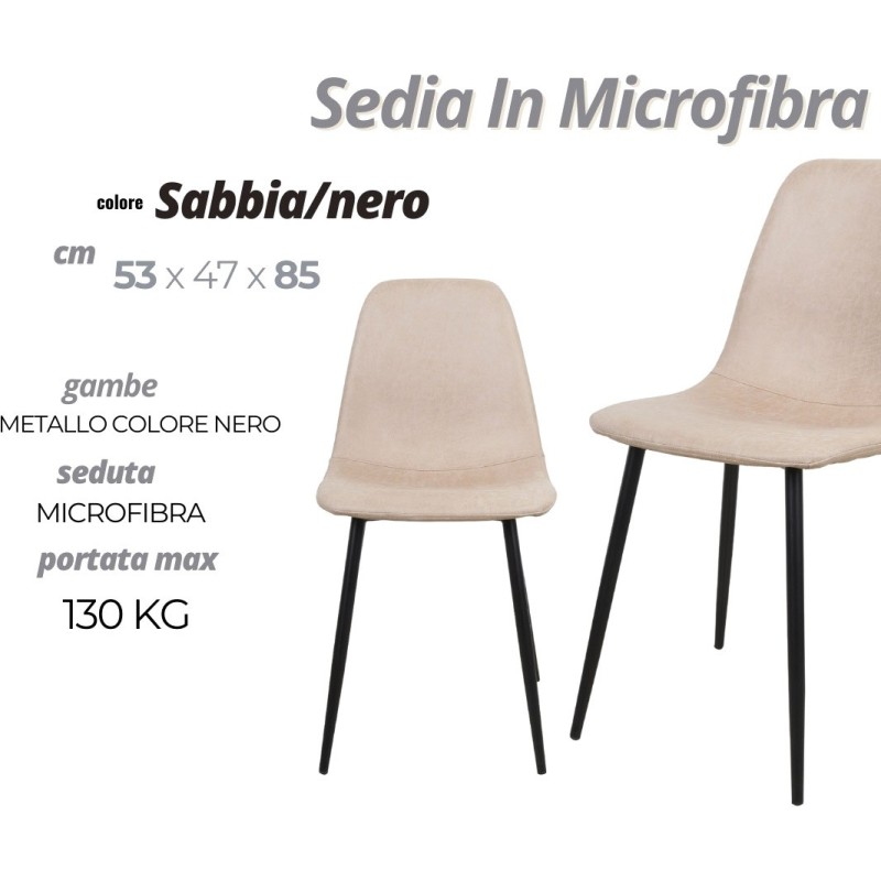SEDIA MICROFIBRA SABBIA-NERO