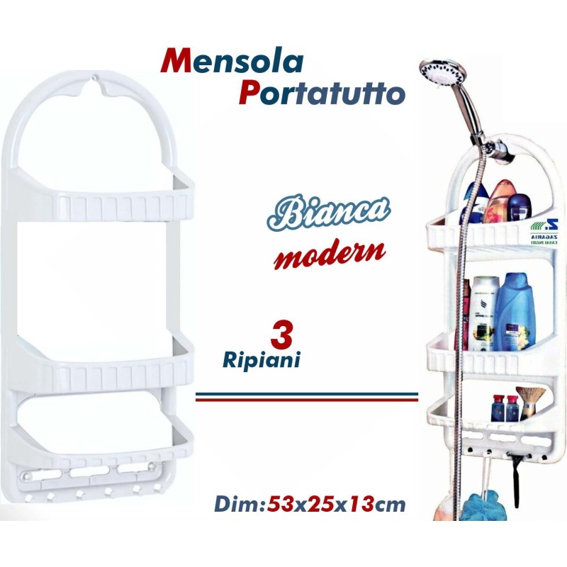 MENSOLA DOCCIA BIANCA FRONTALE