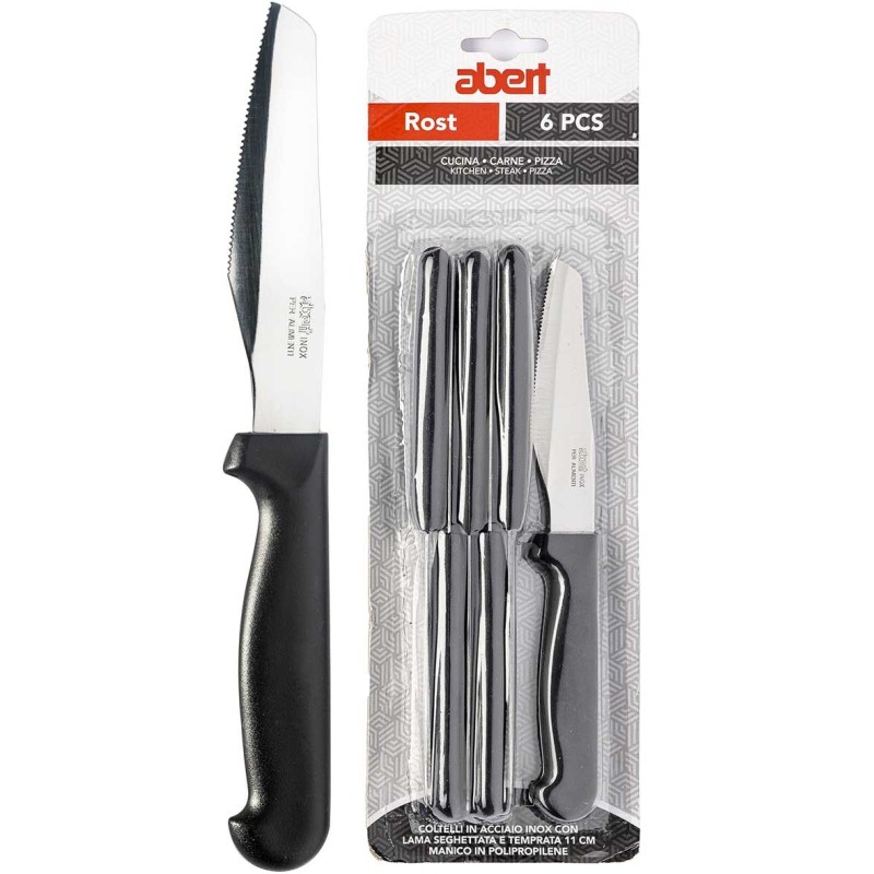 COLTELLI 6PZ ROST PIZZA L.10cm ABERT