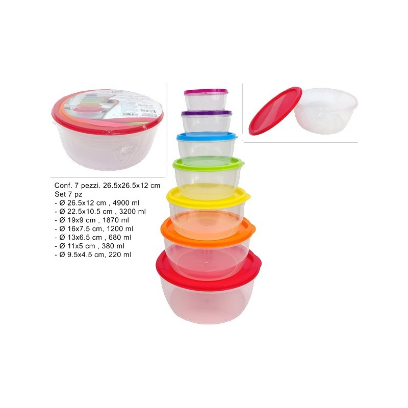 CONTENITORI PLASTICA TONDI 7PZ