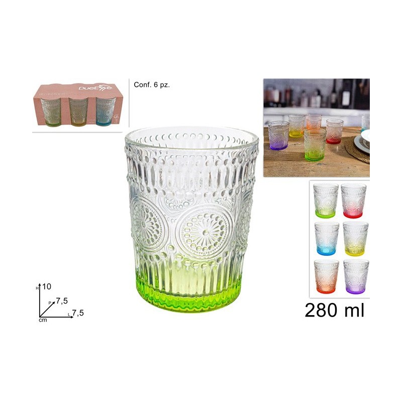 BICCHIERI VETRO 280ML DEC.6PZ