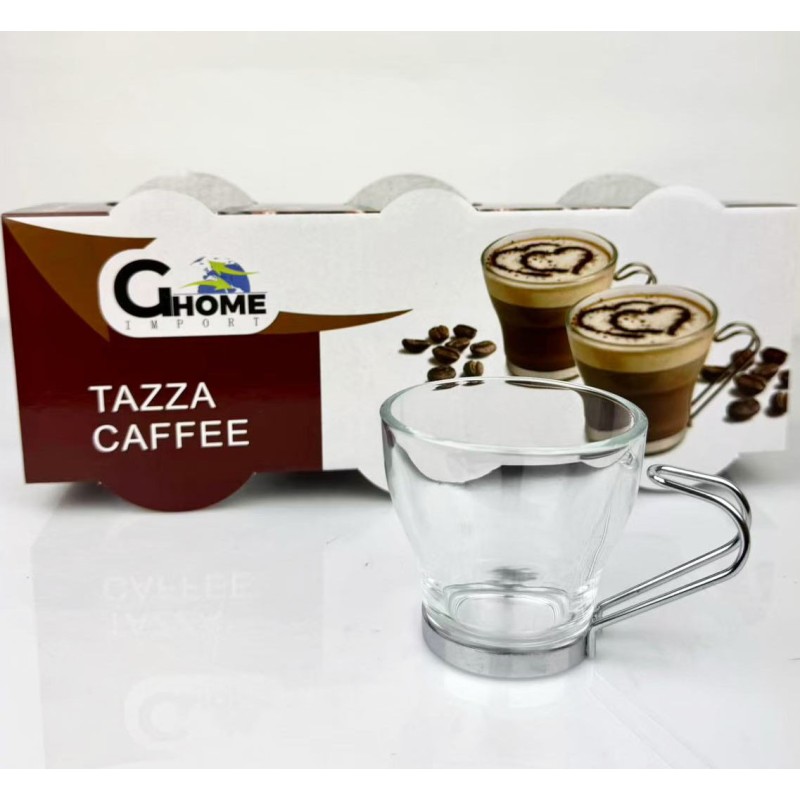 TAZZE CAFFE C/METALLO 85ML 6PZ