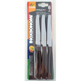 COLTELLI TAVOLA 6PZ MARRONE INOXBONOMI