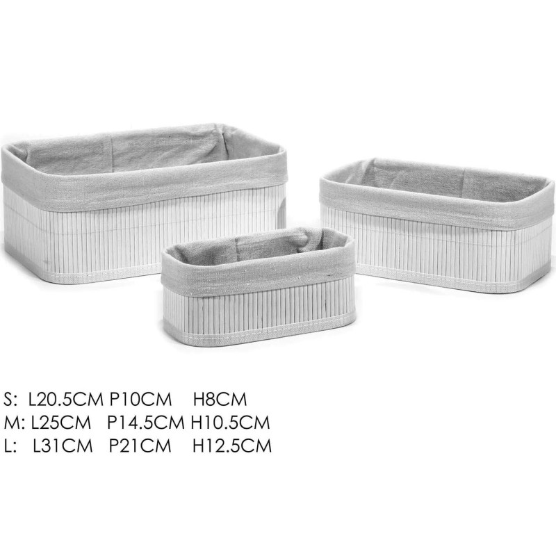 SET 3 CESTINI BAMBOO BIANCO SET 3 CESTINI BAMBOO BIANCO