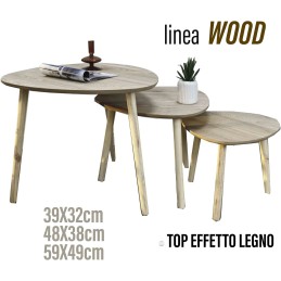 SET 3 TAVOLINI EFFETTO LEGNO