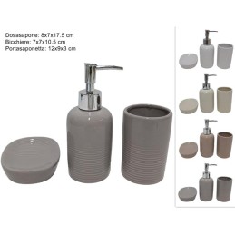 SET BAGNO 3PZ CERAMICA C/RIGHE