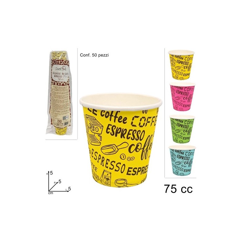 BICCHIERI CARTA CAFFE 75CC 50P