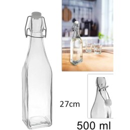 BOTTIGLIA VETRO QUADRATA 500ML