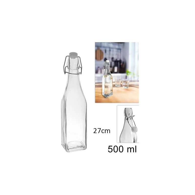 BOTTIGLIA VETRO QUADRATA 500ML BOTTIGLIA VETRO QUADRATA 500ML