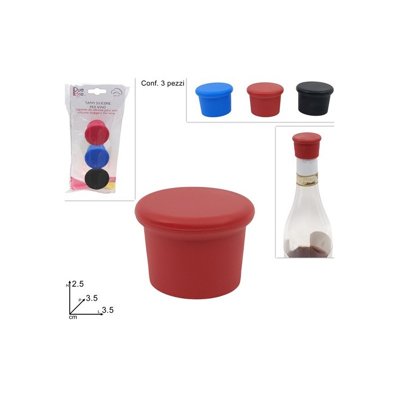 TAPPI IN SILICONE PER VINO 3PZ TAPPI IN SILICONE PER VINO 3PZ